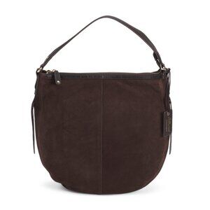 ASHWOOD Brown Suede Crescent Hobo Bag With Studded Strap